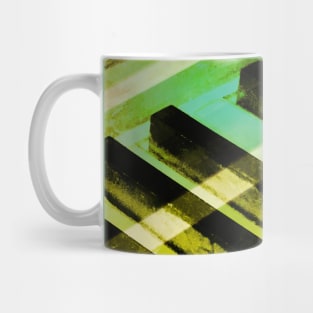 Overlapping Abstract Mirroring Piano Keys with Green and Yellow Mug